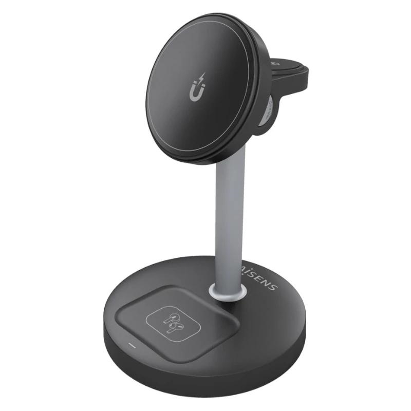 Aisens Cargador Inalámbrico USBC 15W 3 en 1 Negro