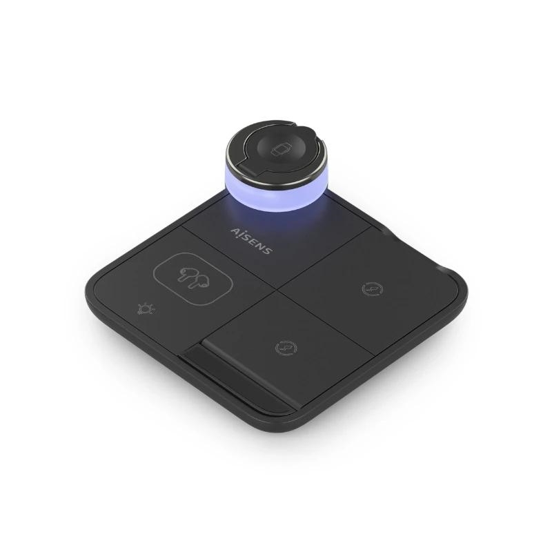 Aisens Cargador Inalámbrico USBC 15W 4 en 1 Negro