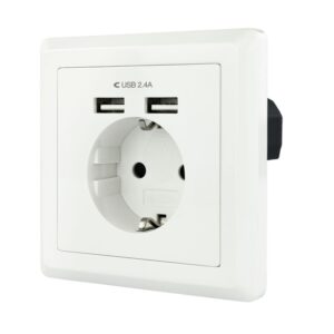 Nanocable Base de enchufe pared schuko+2USB 2.4A