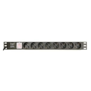 Gembird PDU, 8 tomas Schuko, 1U, 16A, cable de 3 m