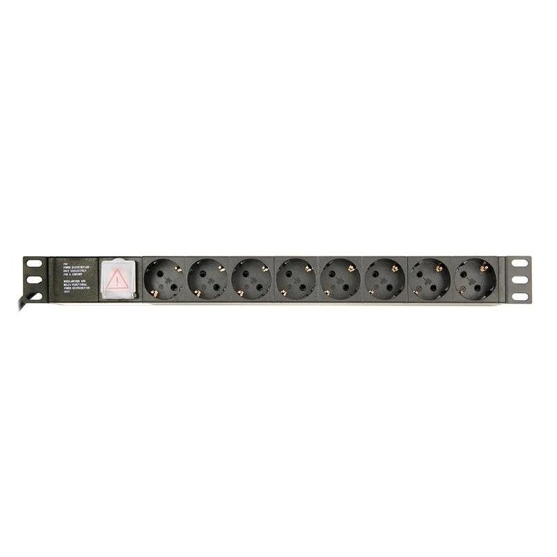 Gembird PDU, 8 tomas Schuko, 1U, 16A, cable de 3 m