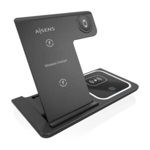 AISENS Cargador inalambrico USB-C 3 EN1 15w NEGRO